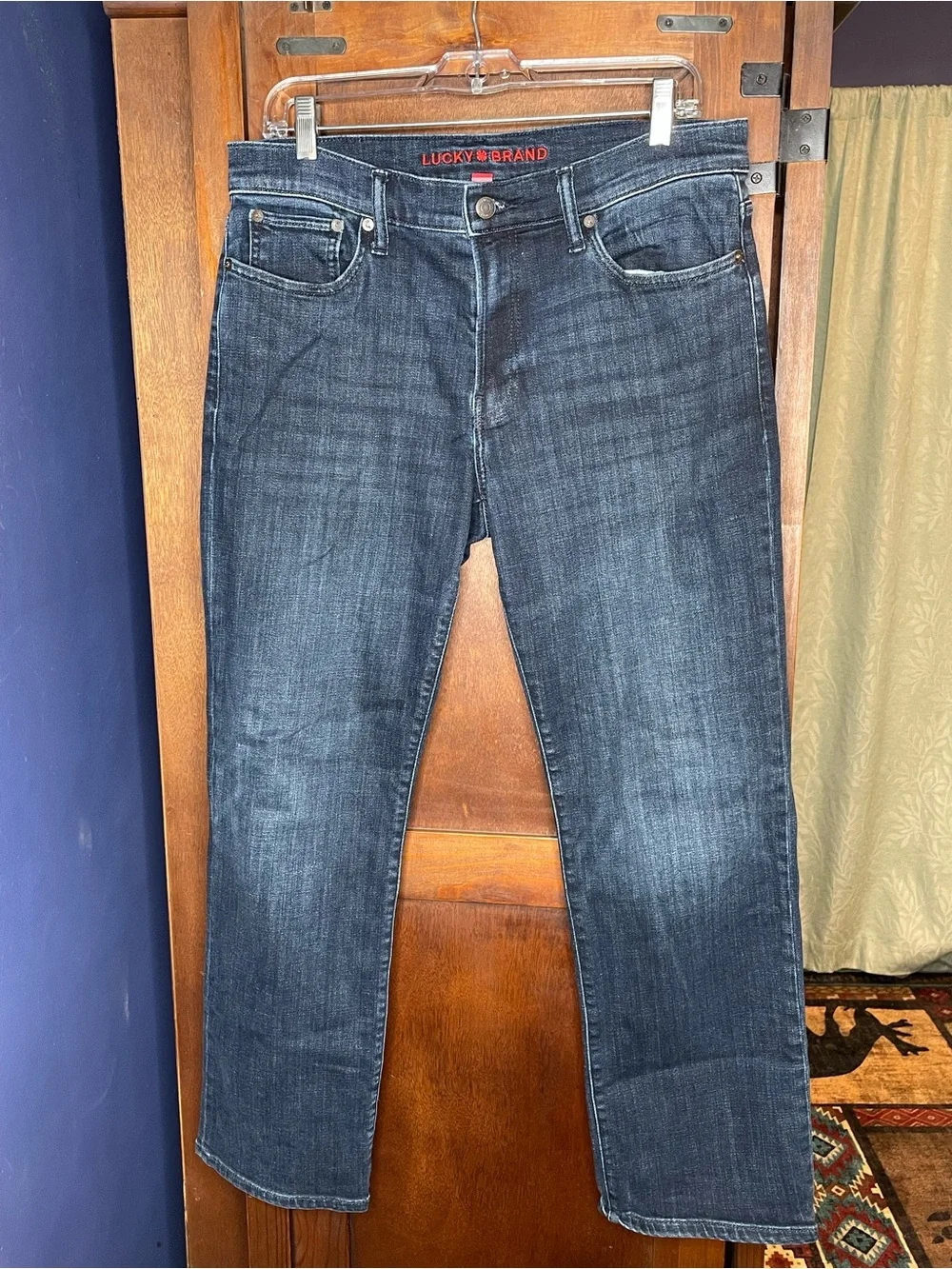 Lucky Brand 213 Vintage Straight Jeans Dark Wash Western Casual Denim 32x30